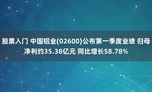 股票入门 中国铝业(02600)公布第一季度业绩 归母净利约35.38亿元 同比增长58.78%